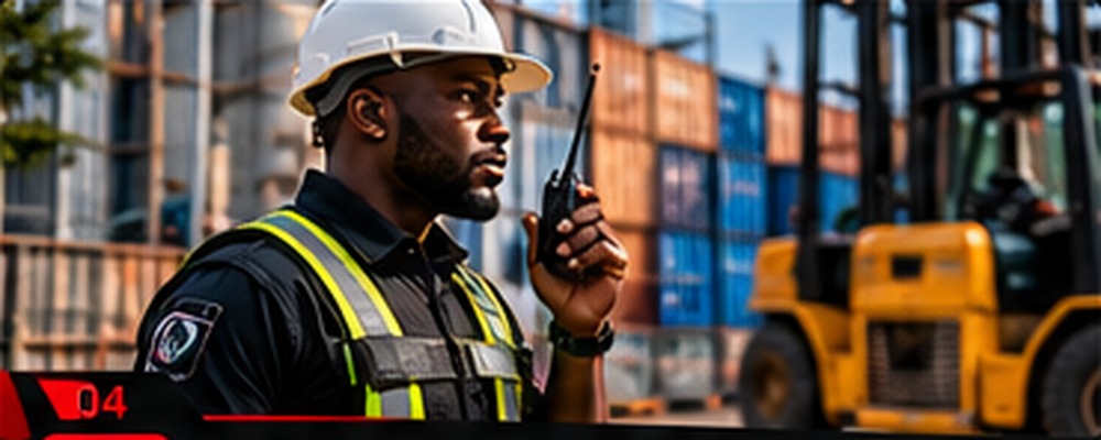Security officer at an industrial work site